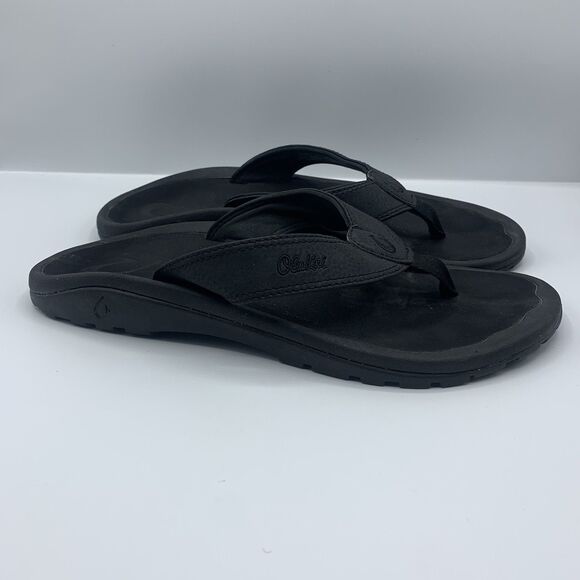 OluKai Ohana Mens Size 10 Black Flip Flop Sandal - Picture 4 of 8